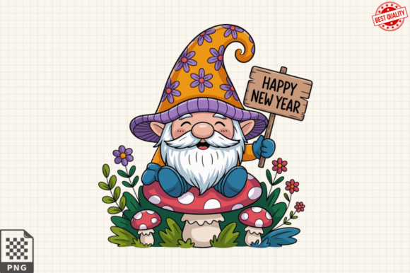 Bringing Festive Charm to Life with Watercolor Gnome Happy New Year Clipart