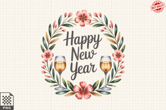 Bringing Festive Flair to Life with Watercolor Happy New Year Clipart, PNG