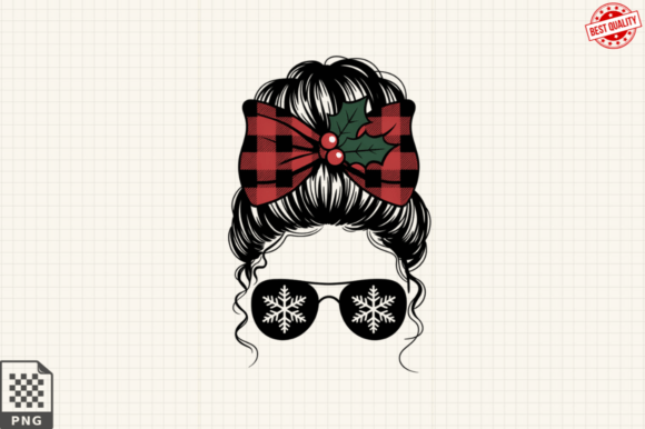 Christmas Messy Bun PNG Clipart for Festive DIY