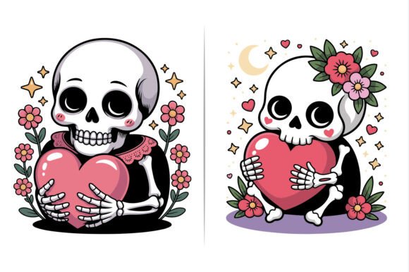 Cute Skull Holding a Heart: Kawaii Style Guide