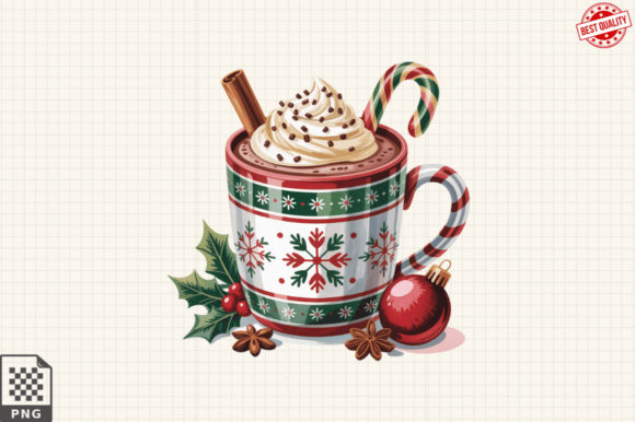 Festive Hot Chocolate Mug Gingerbread Clipart Sublimation Design for Creative Projects