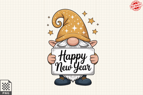Gnomes Happy New Year Clipart & PNG Designs
