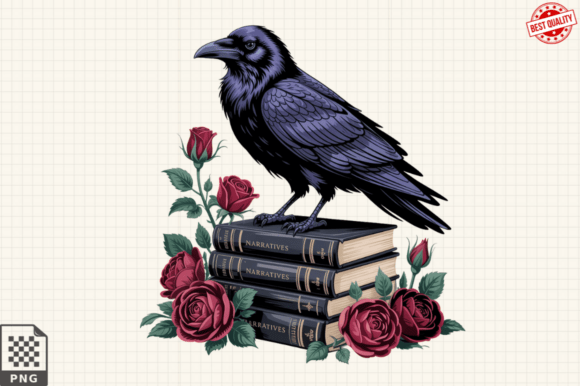Gothic Crow and Roses Clipart: Elevating Modern Design with Dark Romantic Aesthetics