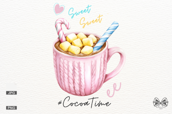 Pastel Christmas Hot Cocoa PNG Clipart for Soft Holiday Designs