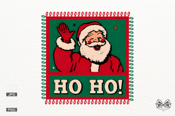 Retro Santa Postcard PNG Clipart for Modern Designers