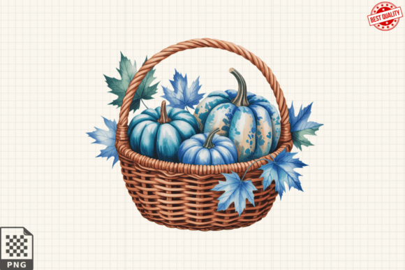 Unlocking the Potential of Watercolor Blue Patchwork Autumn Clipart for Your Creative Projects