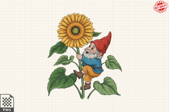 Watercolor Gnome with Sunflower Clipart: A Versatile Digital Design for Creative Projects