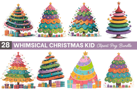 Whimsical Christmas Kid Clipart Bundle for Crafts