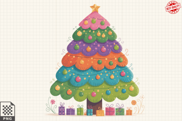 Whimsical Christmas Kid Tree Clipart PNG for Crafts